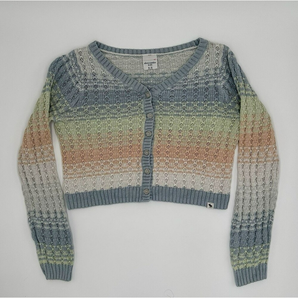 Abercrombie Kids Pastel Cropped Cardigan Sweater Girls Size 9/10 Multicolor